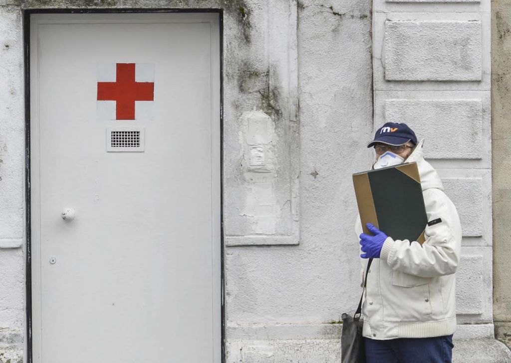 The entrance of a former military hospital in Milan, Italy, 6 March 2020, to which COVID-19 patients are being transferred. Andrea Fasani/EPA-EFE