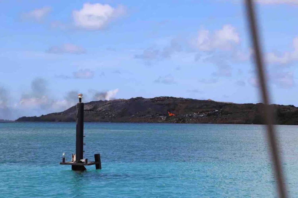 Sailing past a municipal landfill during Leg 5. Photo by Sheri Bastien.